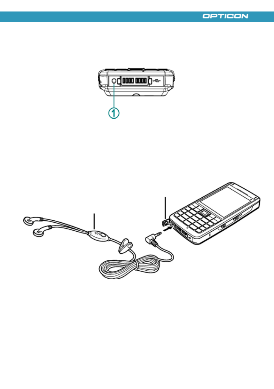 Connecting a headset, Headset headphones port | Opticon H21 User Manual | Page 31 / 103