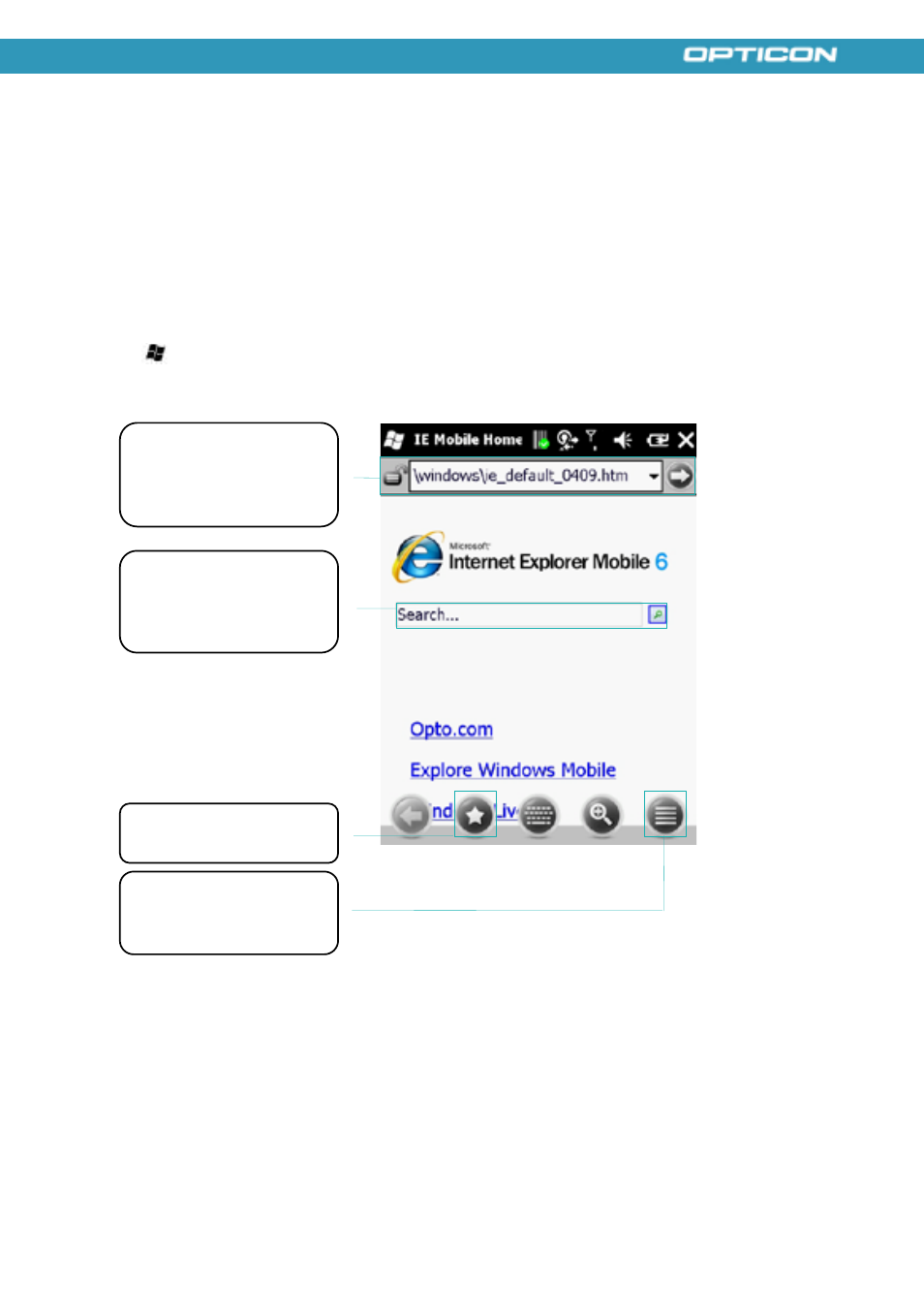 Using internet explorer | Opticon H21 User Manual | Page 83 / 103