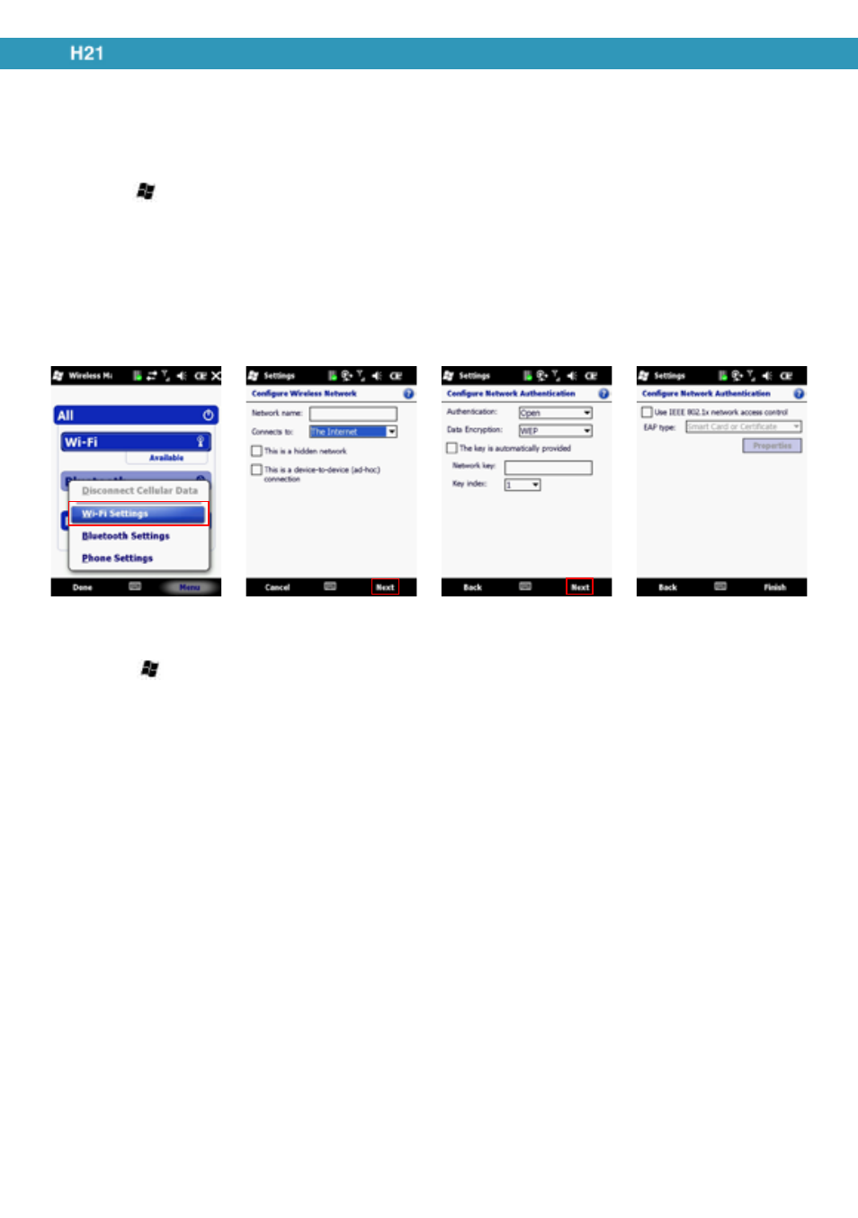 Connecting to a wi-fi network, Creating a wireless connection | Opticon H21 User Manual | Page 88 / 103