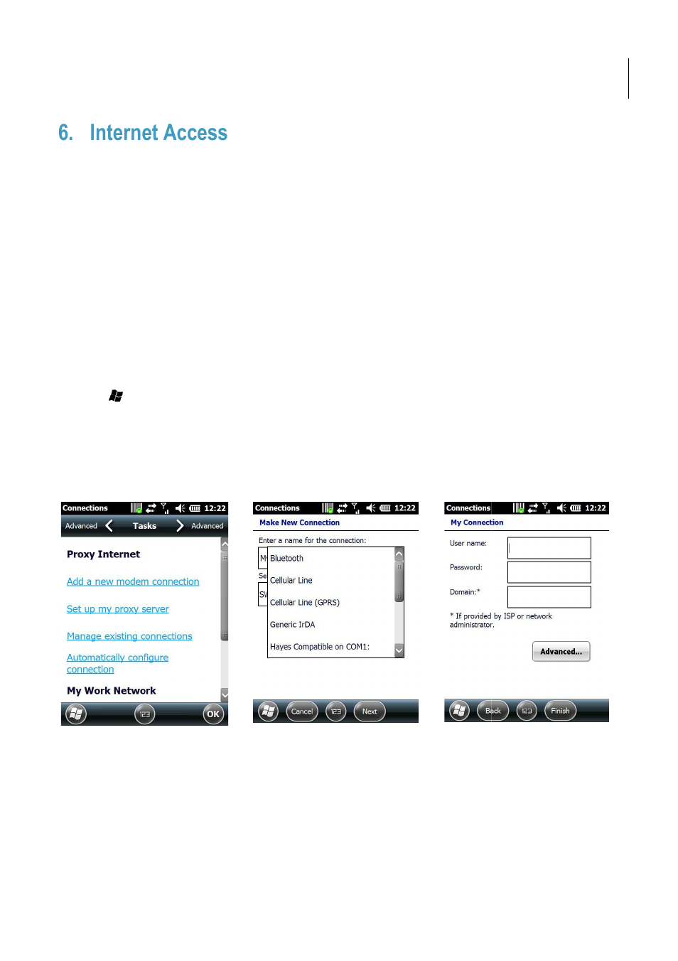 Internet access, H-22 user manual, Opticon 22 user manual | Opticon H22 User Manual | Page 71 / 110