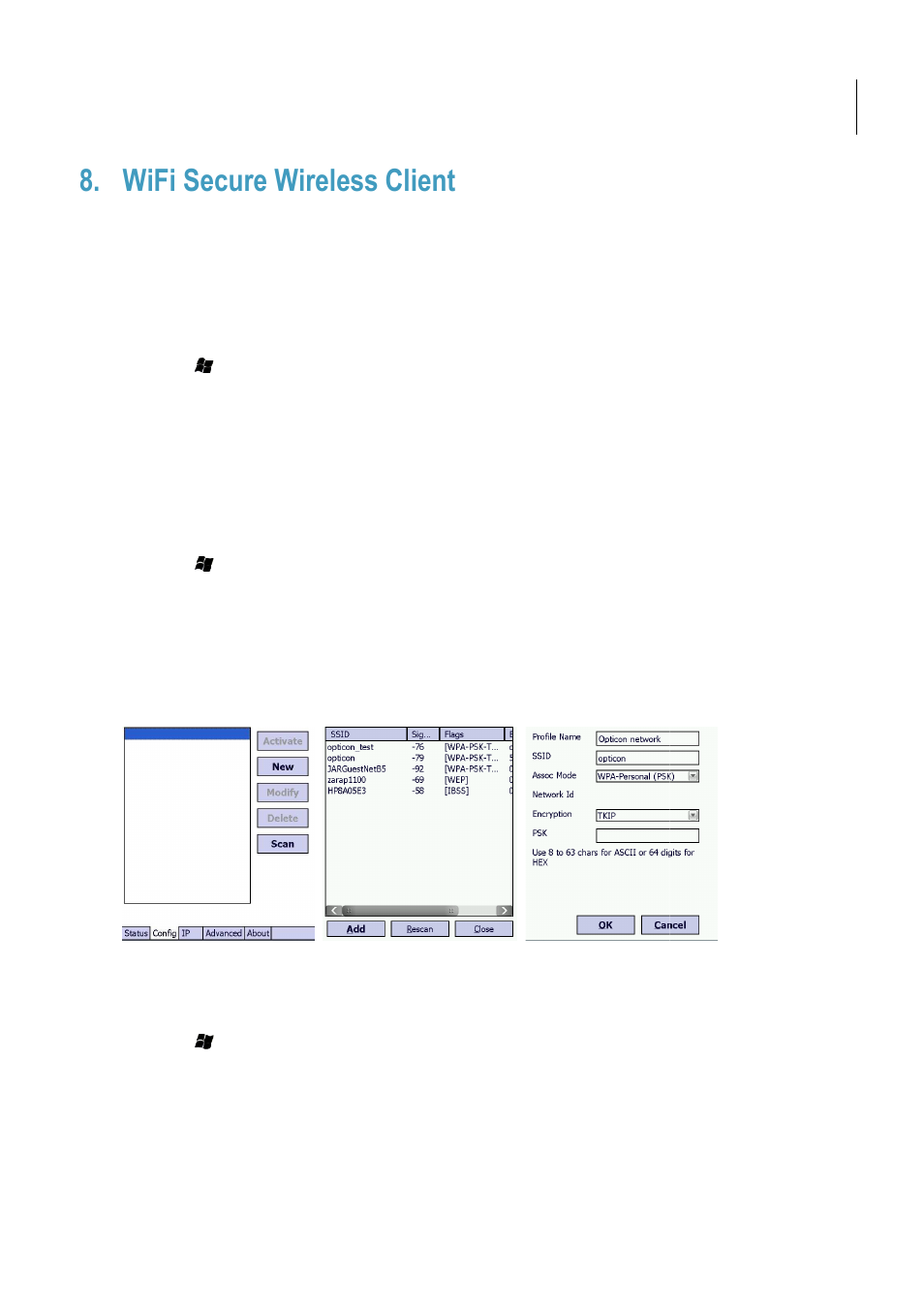 Wifi secure wireless client, H-22 user manual, Opticon 22 user manual | Opticon H22 User Manual | Page 83 / 110