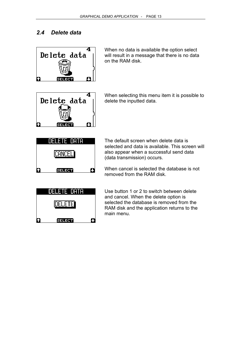 Delete data | Opticon OPL 9724 User Manual | Page 13 / 29