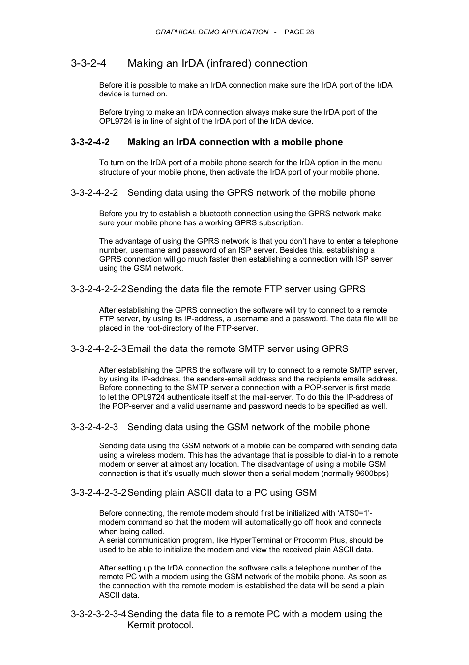 3-2-4 making an irda (infrared) connection | Opticon OPL 9724 User Manual | Page 28 / 29