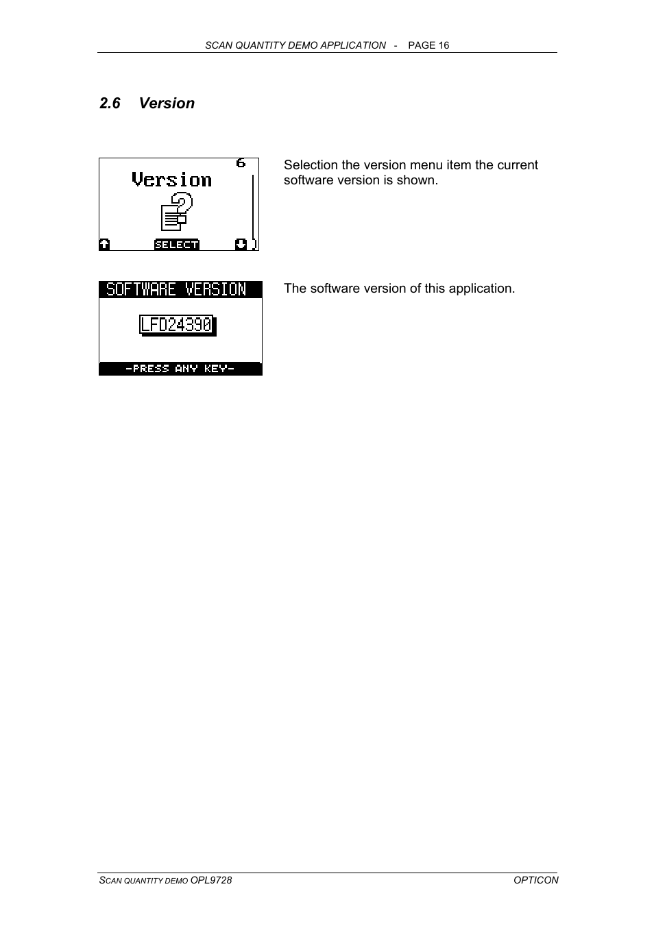 Version, 6 version | Opticon OPL 9728 User Manual | Page 16 / 19