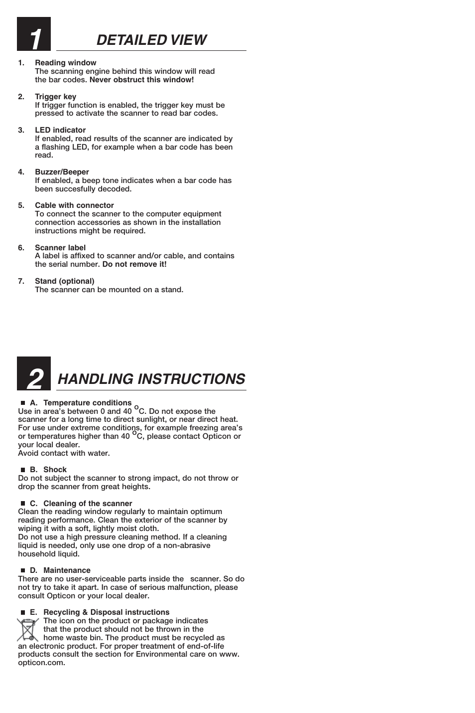 Detailed view handling instructions | Opticon OPM 5145 User Manual | Page 5 / 8