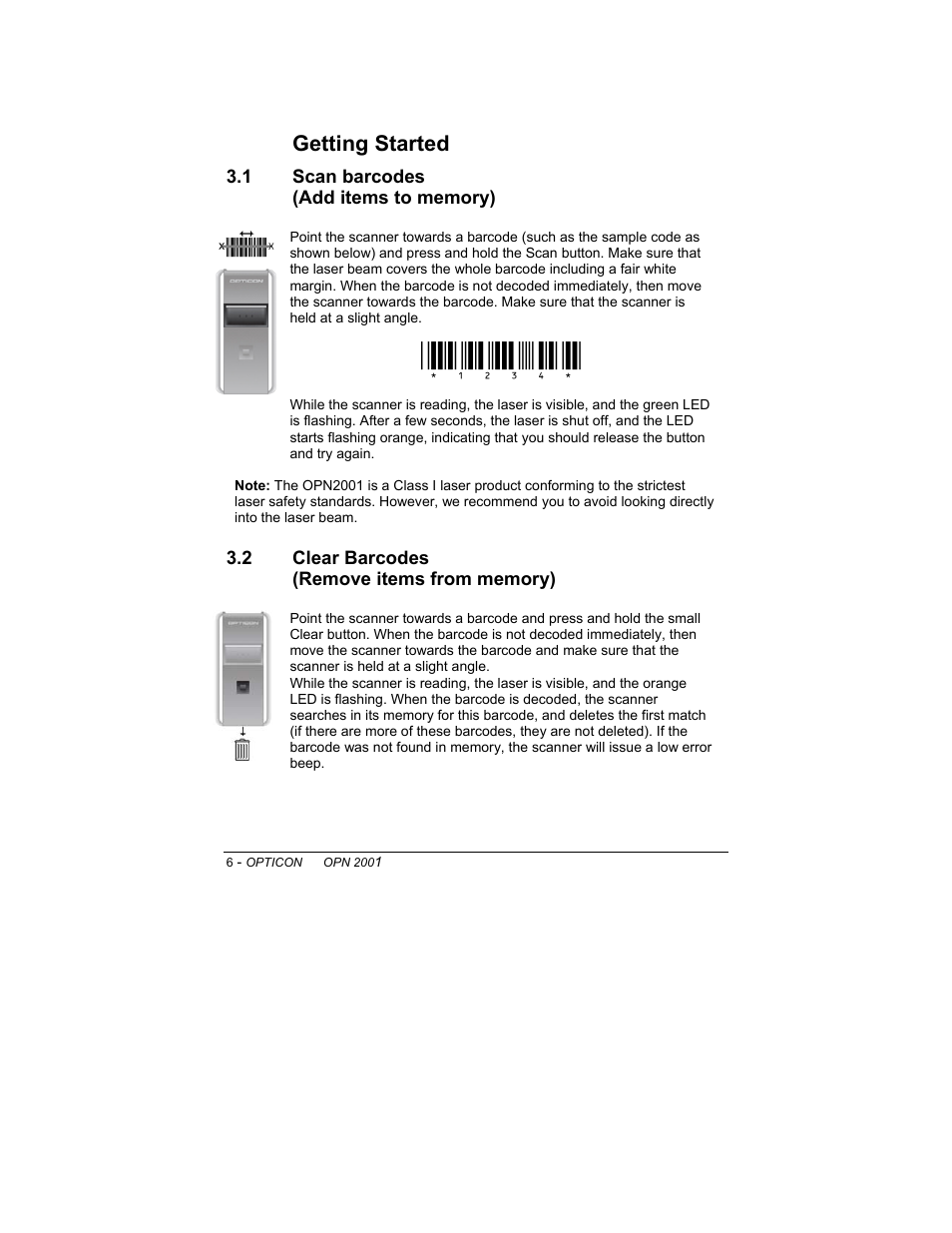 3getting started | Opticon OPN 2001 User Manual User Manual | Page 6 / 11