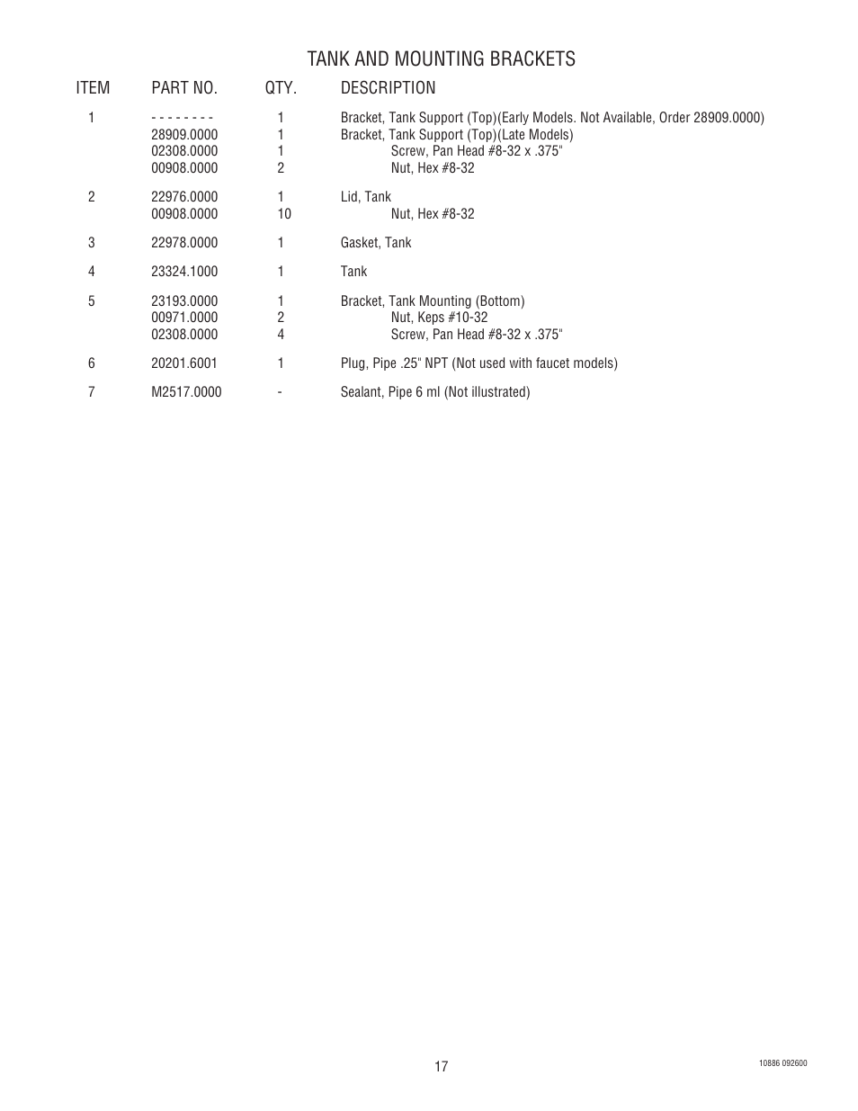 Tank and mounting brackets | Bunn 1.5 GALLON User Manual | Page 17 / 35