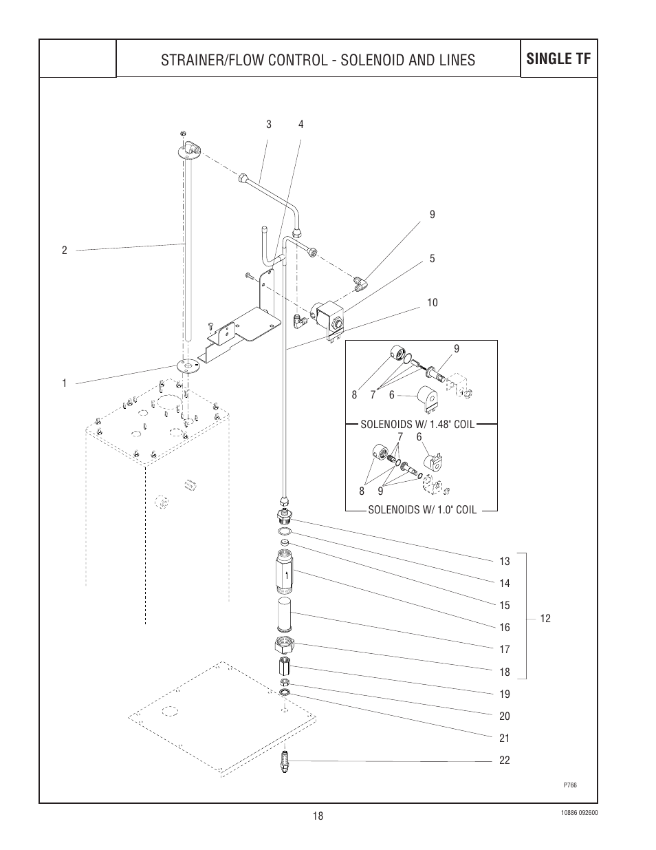 Bunn, Single tf, Strainer/flow control - solenoid and lines | Bunn 1.5 GALLON User Manual | Page 18 / 35