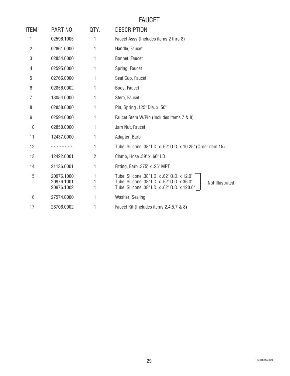 Faucet | Bunn 1.5 GALLON User Manual | Page 29 / 35