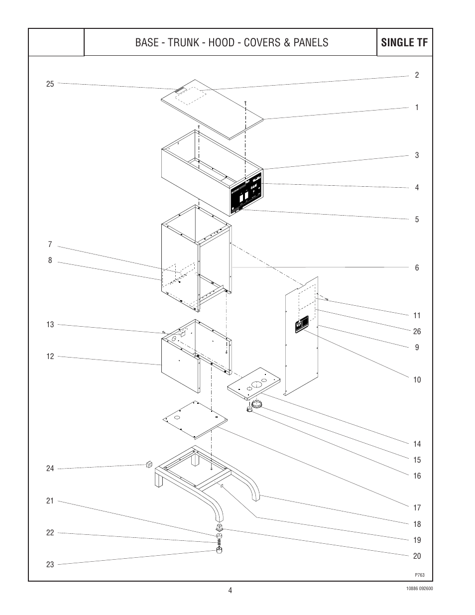 Bunn, Single tf, Base - trunk - hood - covers & panels | Bunn 1.5 GALLON User Manual | Page 4 / 35