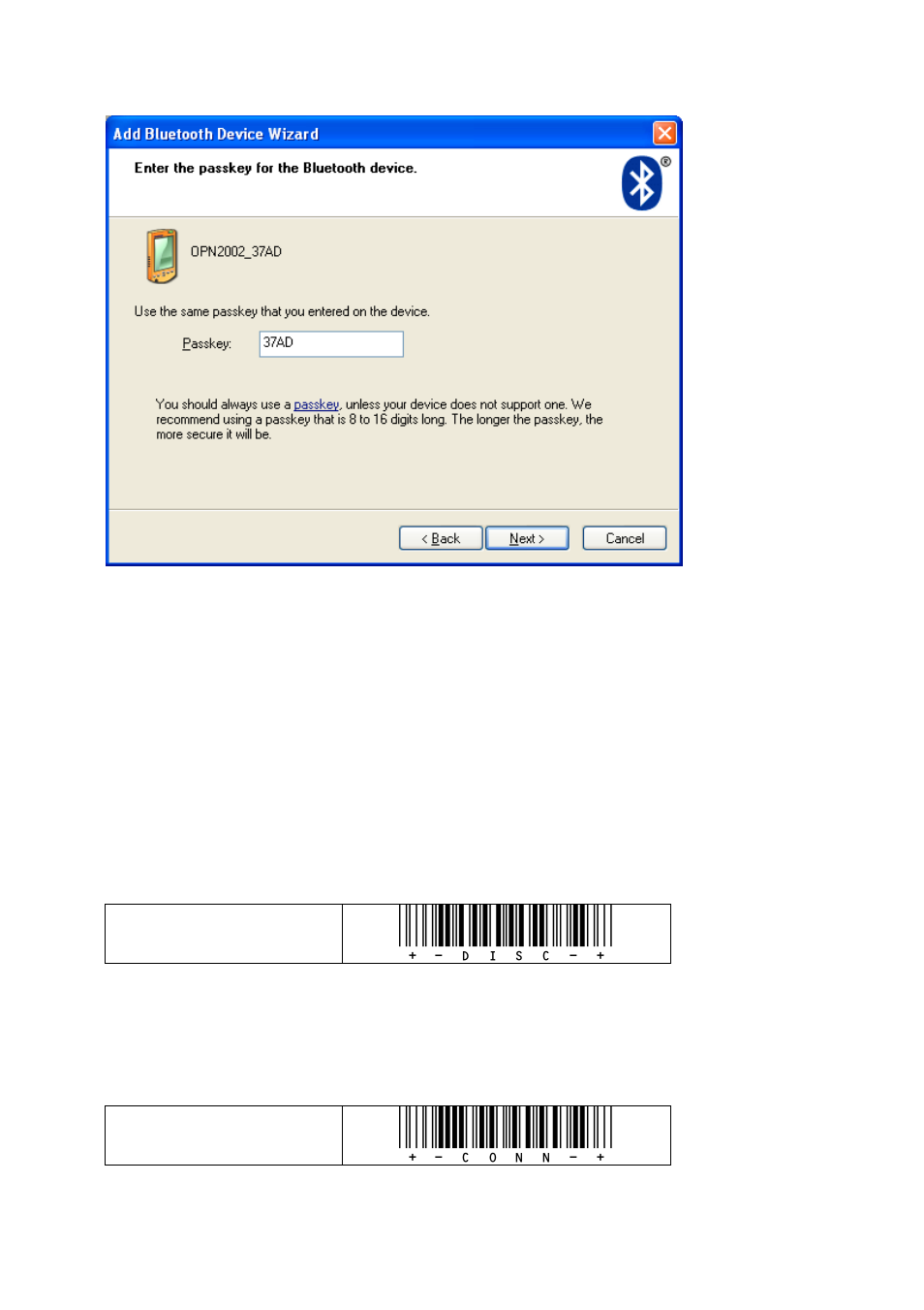 Disc, Conn | Opticon OPN 2002 v35106 Bluetooth OPN2001 simulation Quick Guide User Manual | Page 5 / 11