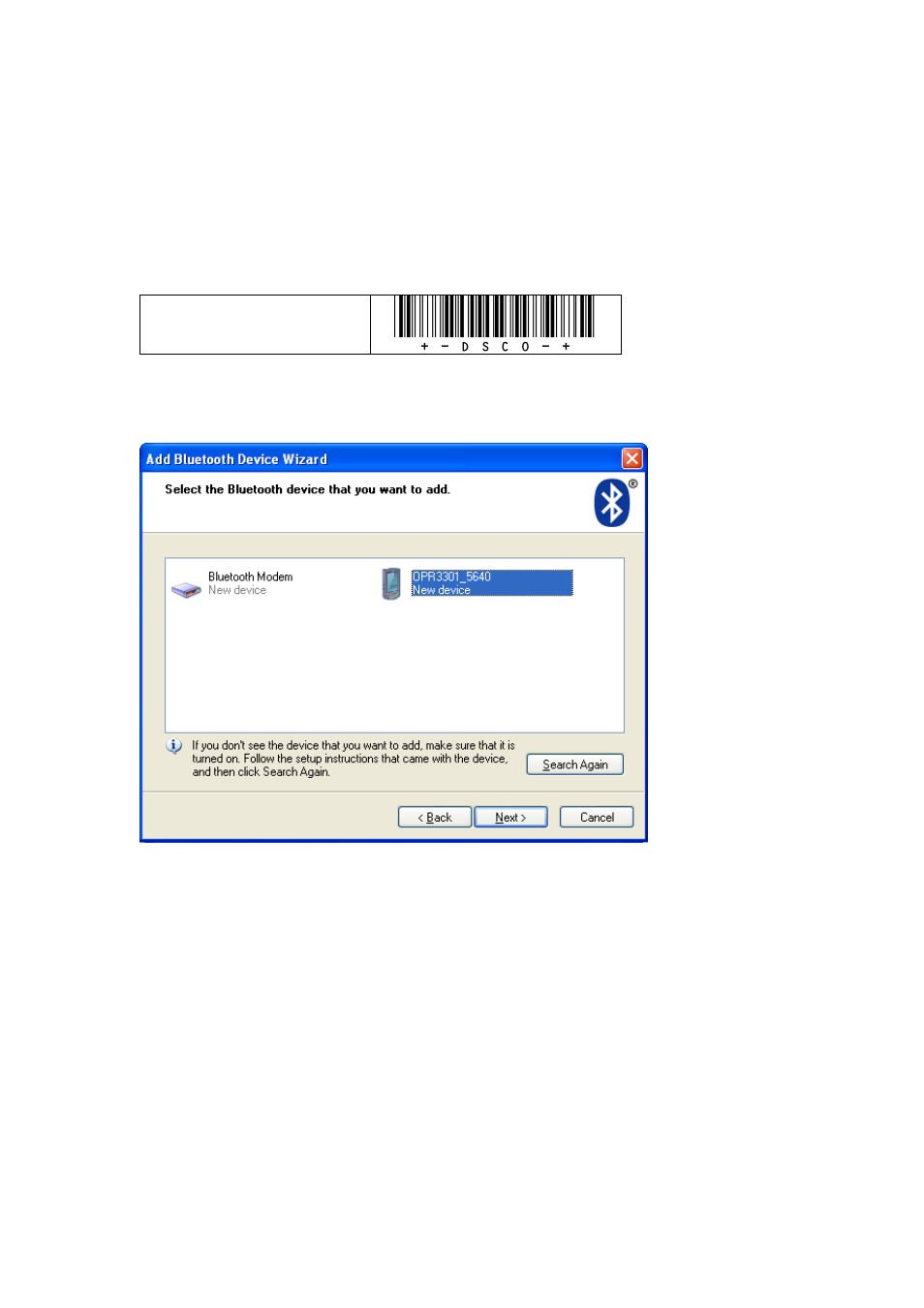 2 connecting to the opr3301 as slave, Dsco | Opticon OPR 3301 User Manual User Manual | Page 10 / 24