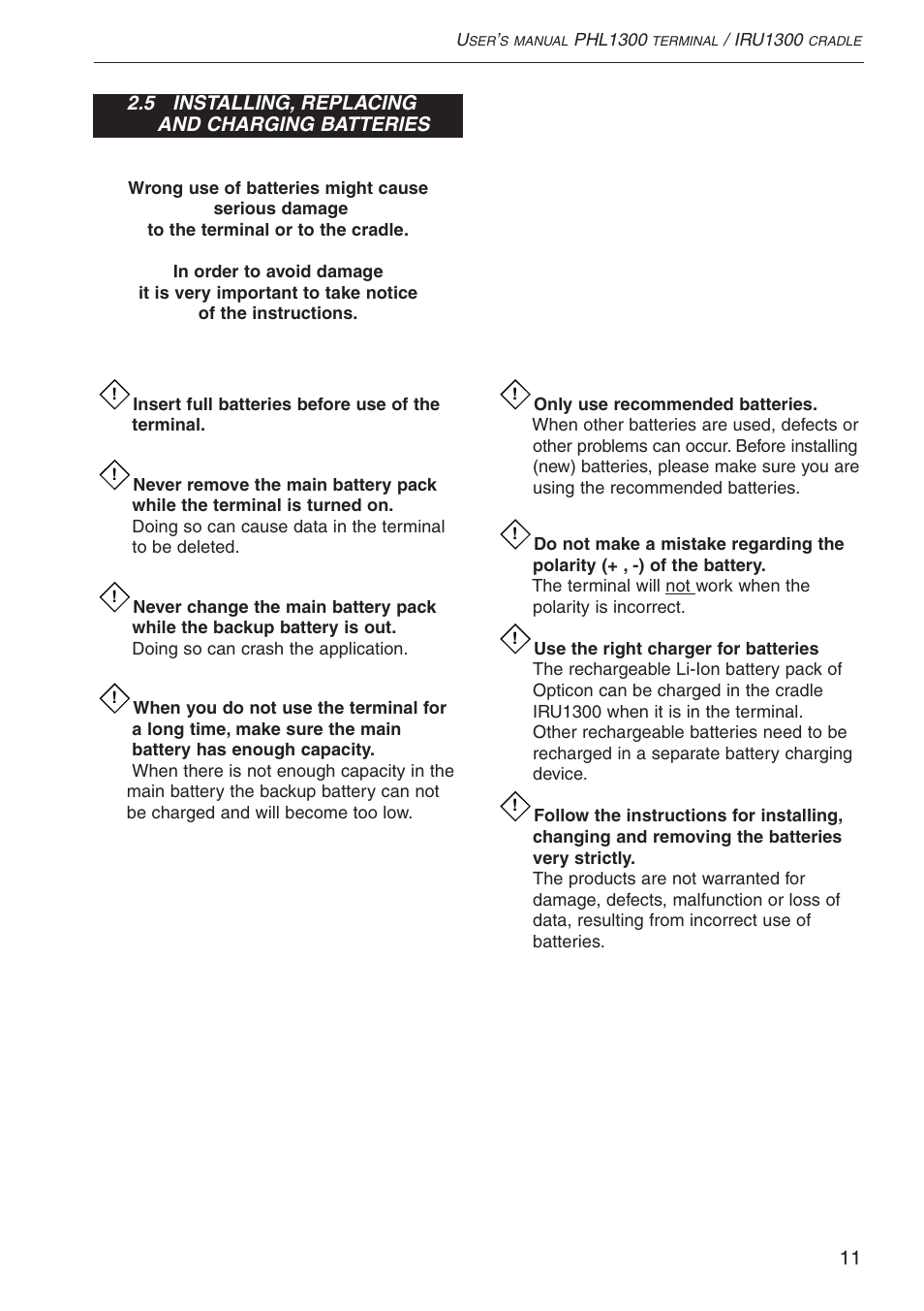 Opticon PHL 1300 User Manual | Page 11 / 24