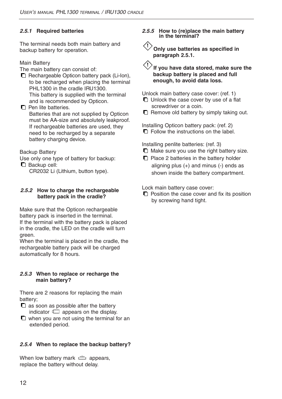 Opticon PHL 1300 User Manual | Page 12 / 24