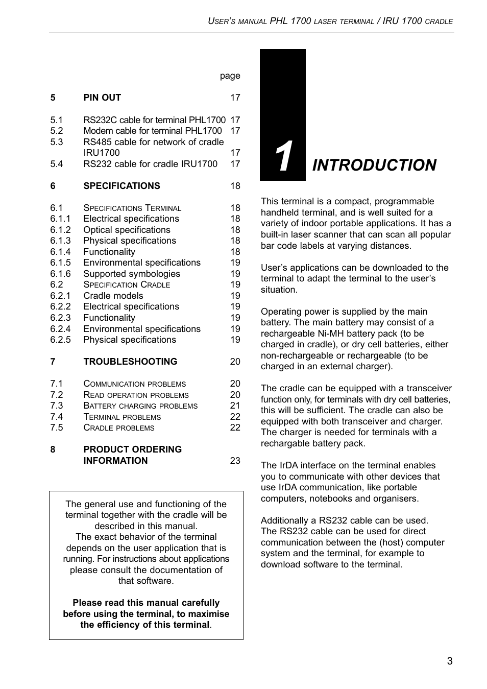 Introduction | Opticon PHL 1700 User Manual | Page 3 / 24