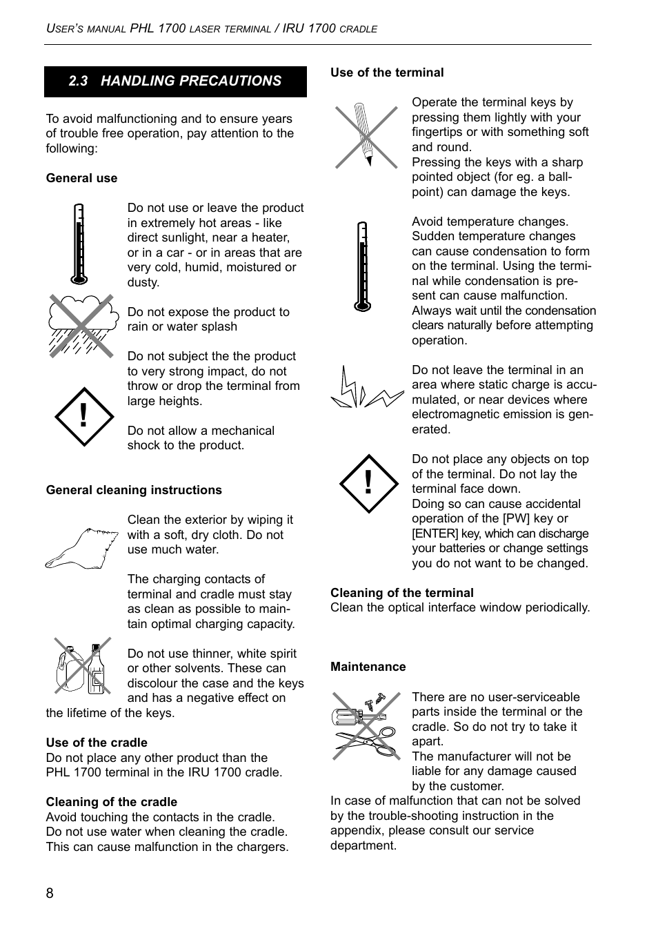 Opticon PHL 1700 User Manual | Page 8 / 24