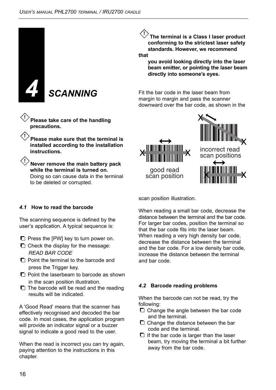 Scanning | Opticon PHL 2700-RFDC User Manual | Page 16 / 24