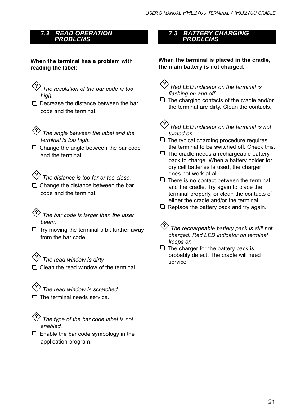 Opticon PHL 2700-RFDC User Manual | Page 21 / 24