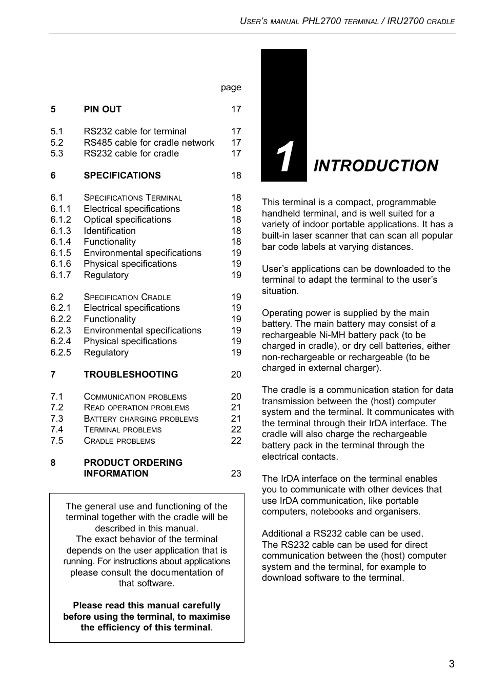 Introduction | Opticon PHL 2700-RFDC User Manual | Page 3 / 24