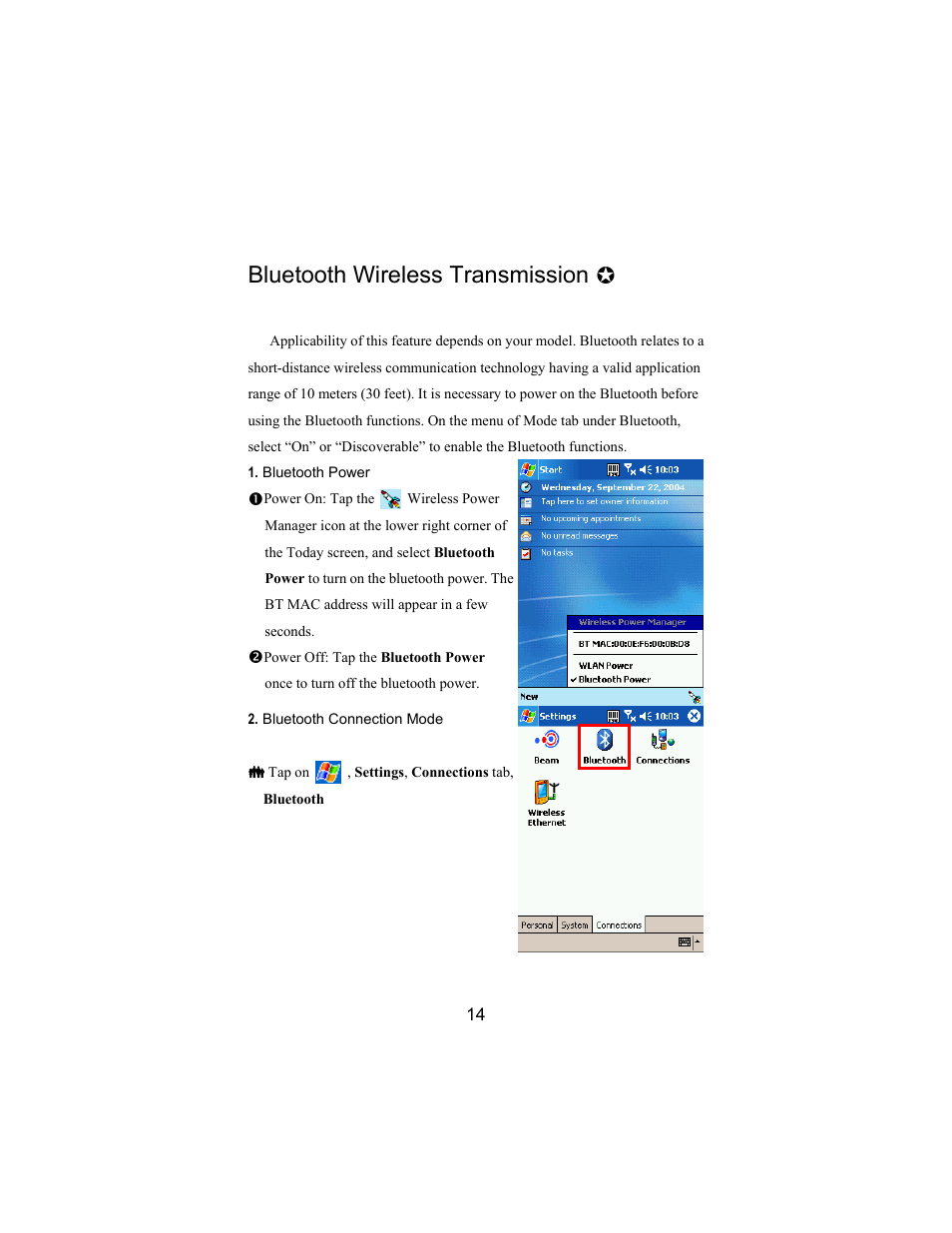 Bluetooth wireless transmission | Opticon PHL 5300 Quickstart Guide User Manual | Page 16 / 25
