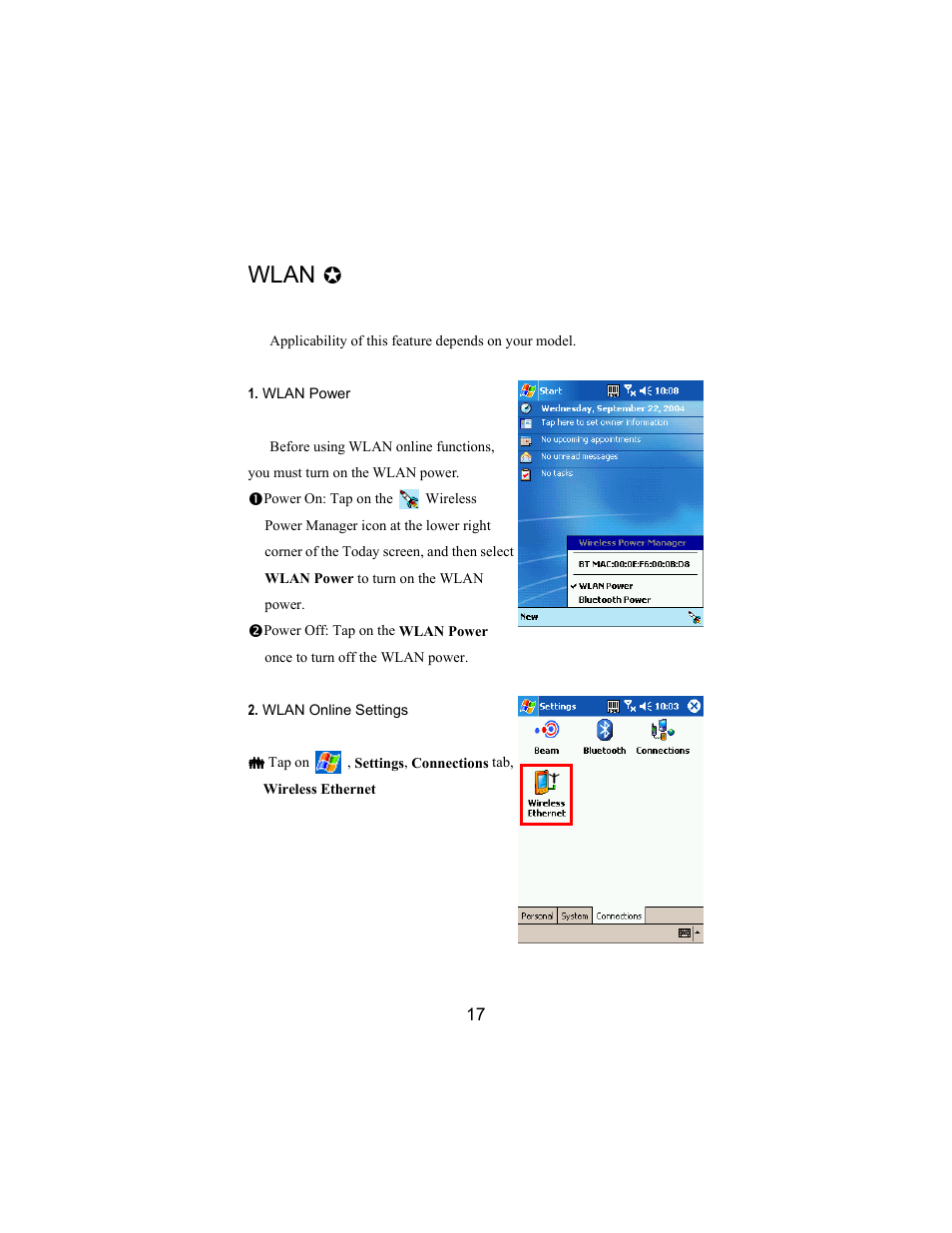 Wlan | Opticon PHL 5300 Quickstart Guide User Manual | Page 19 / 25