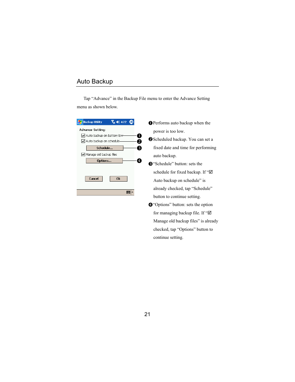 Auto backup, Np q o | Opticon PHL 5300 Quickstart Guide User Manual | Page 23 / 25