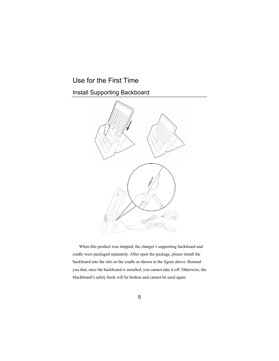 Use for the first time, Install supporting backboard | Opticon PHL 5300 Quickstart Guide User Manual | Page 7 / 25