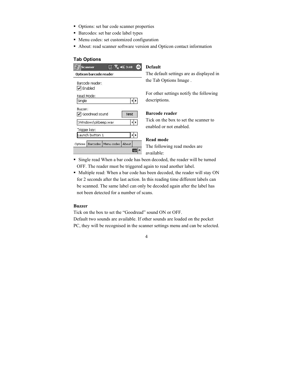Opticon PHL 5200 addendum User Manual | Page 4 / 7