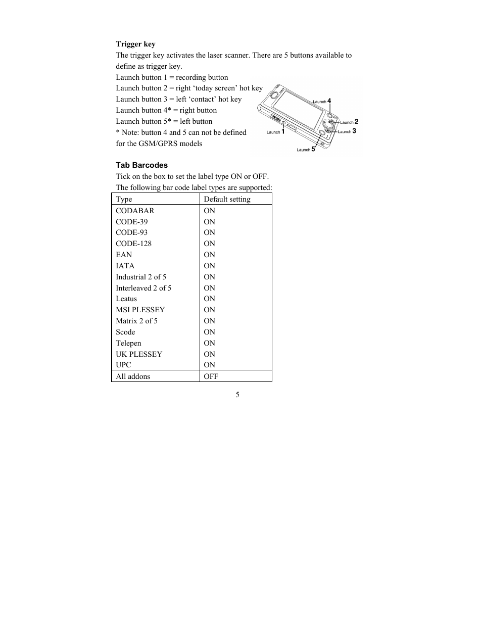 Opticon PHL 5200 addendum User Manual | Page 5 / 7