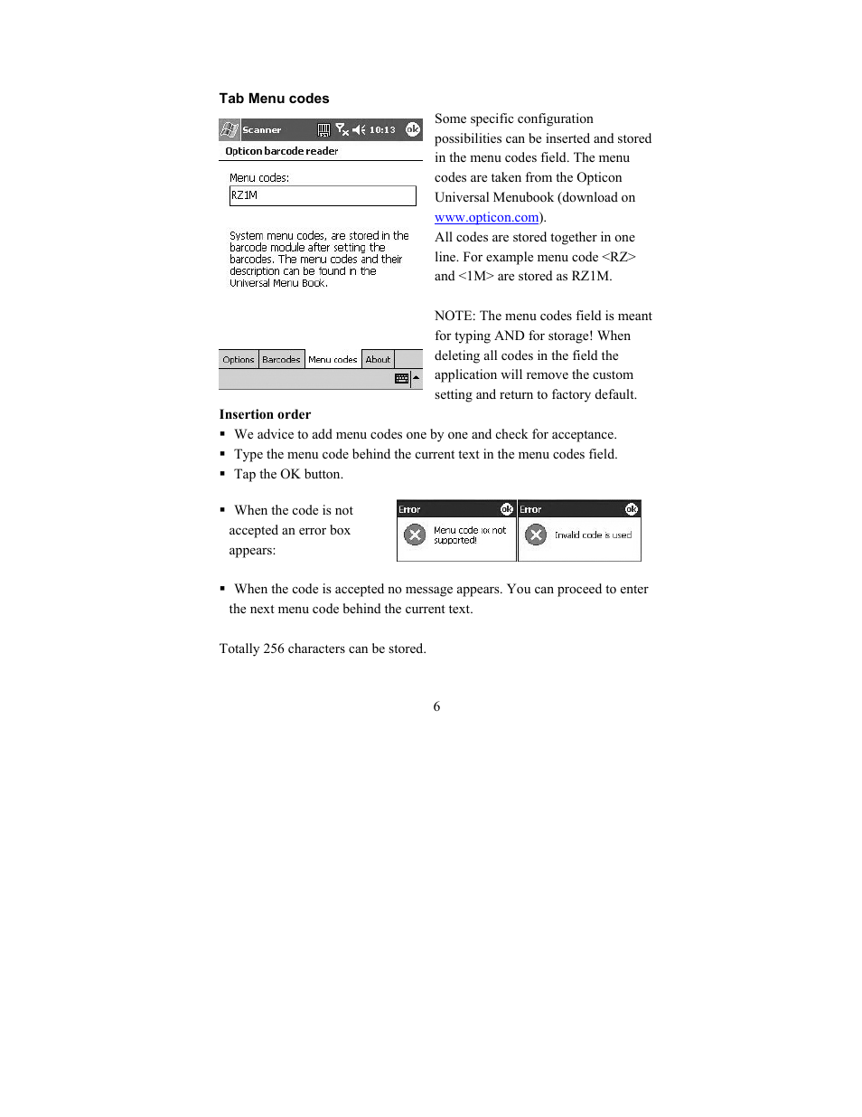 Opticon PHL 5200 addendum User Manual | Page 6 / 7