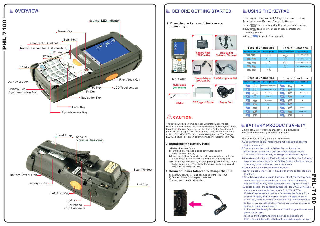 Opticon PHL 7100 Quick Guide User Manual | 2 pages
