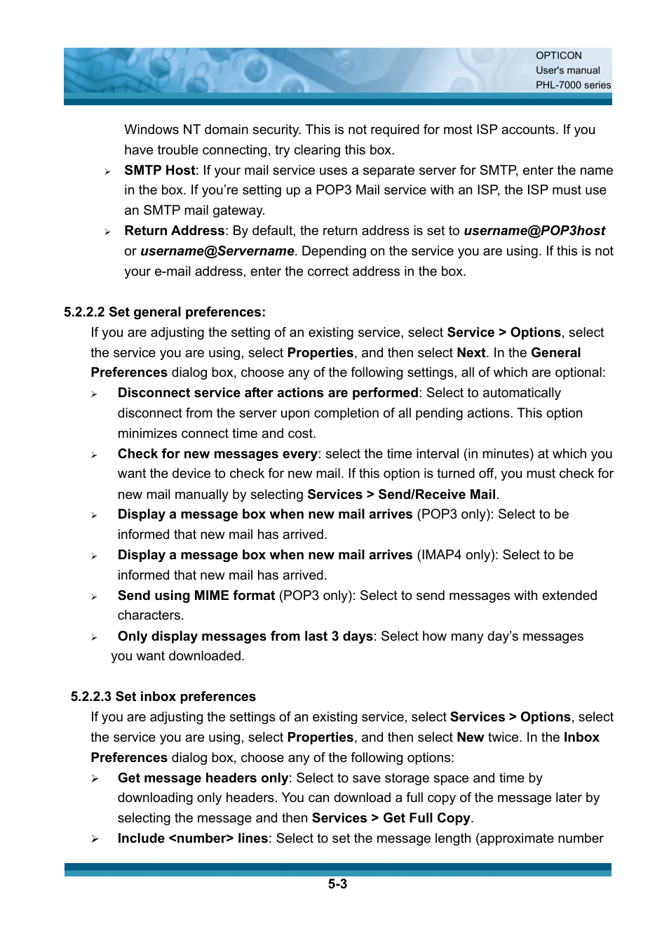 2 set general preferences, You want downloaded, 3 set inbox preferences | Opticon PHL 7200 User Manual User Manual | Page 121 / 168