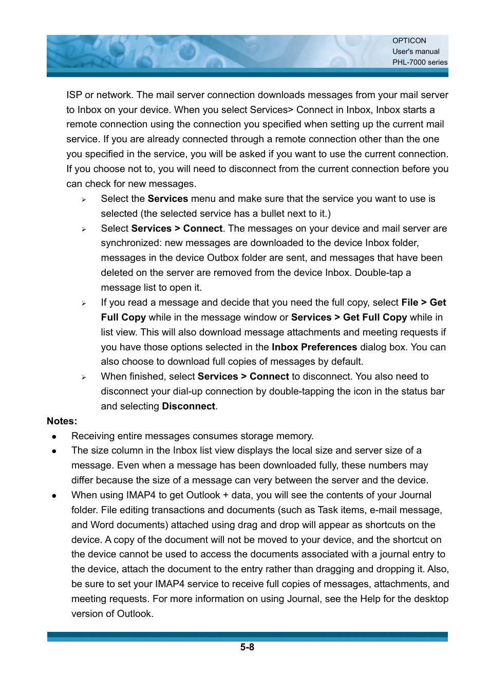 Opticon PHL 7200 User Manual User Manual | Page 126 / 168