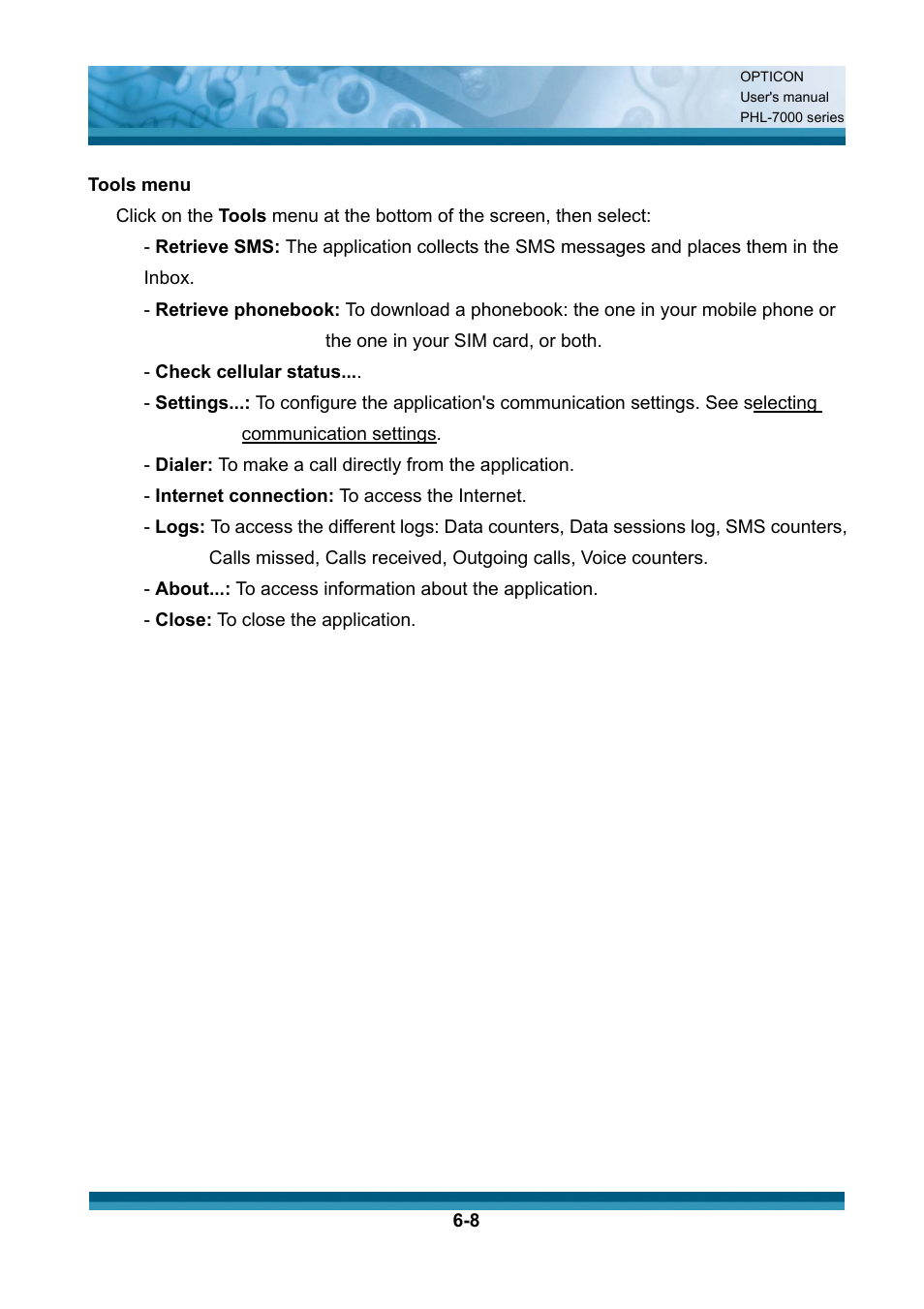 Opticon PHL 7200 User Manual User Manual | Page 151 / 168