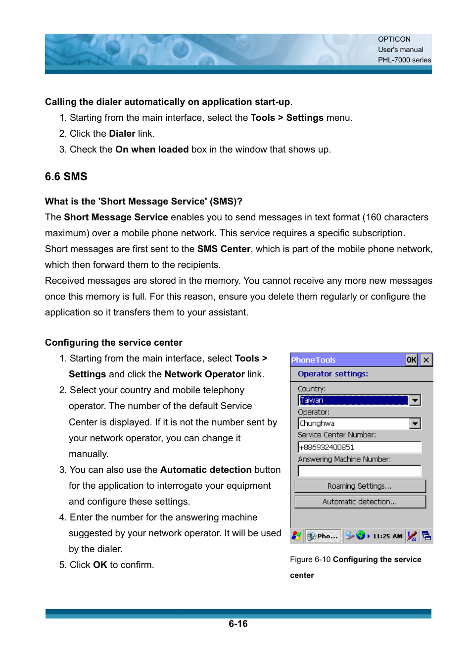 6 sms | Opticon PHL 7200 User Manual User Manual | Page 159 / 168