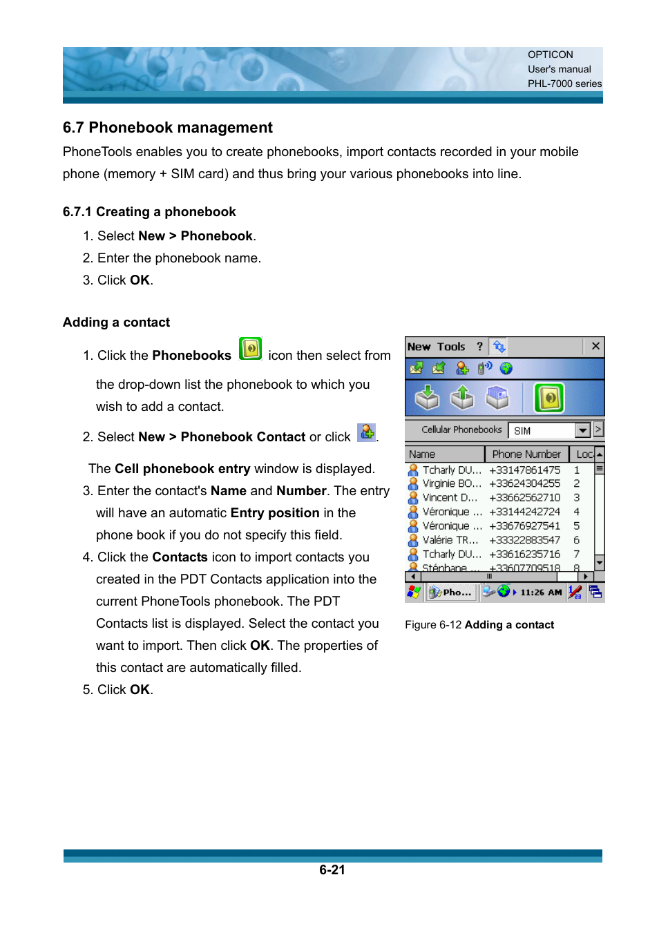 7 phonebook management | Opticon PHL 7200 User Manual User Manual | Page 164 / 168