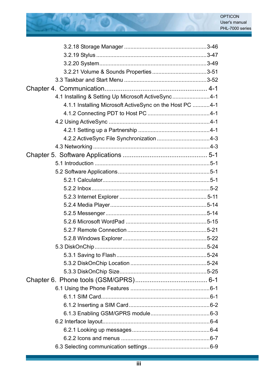 Opticon PHL 7200 User Manual User Manual | Page 5 / 168