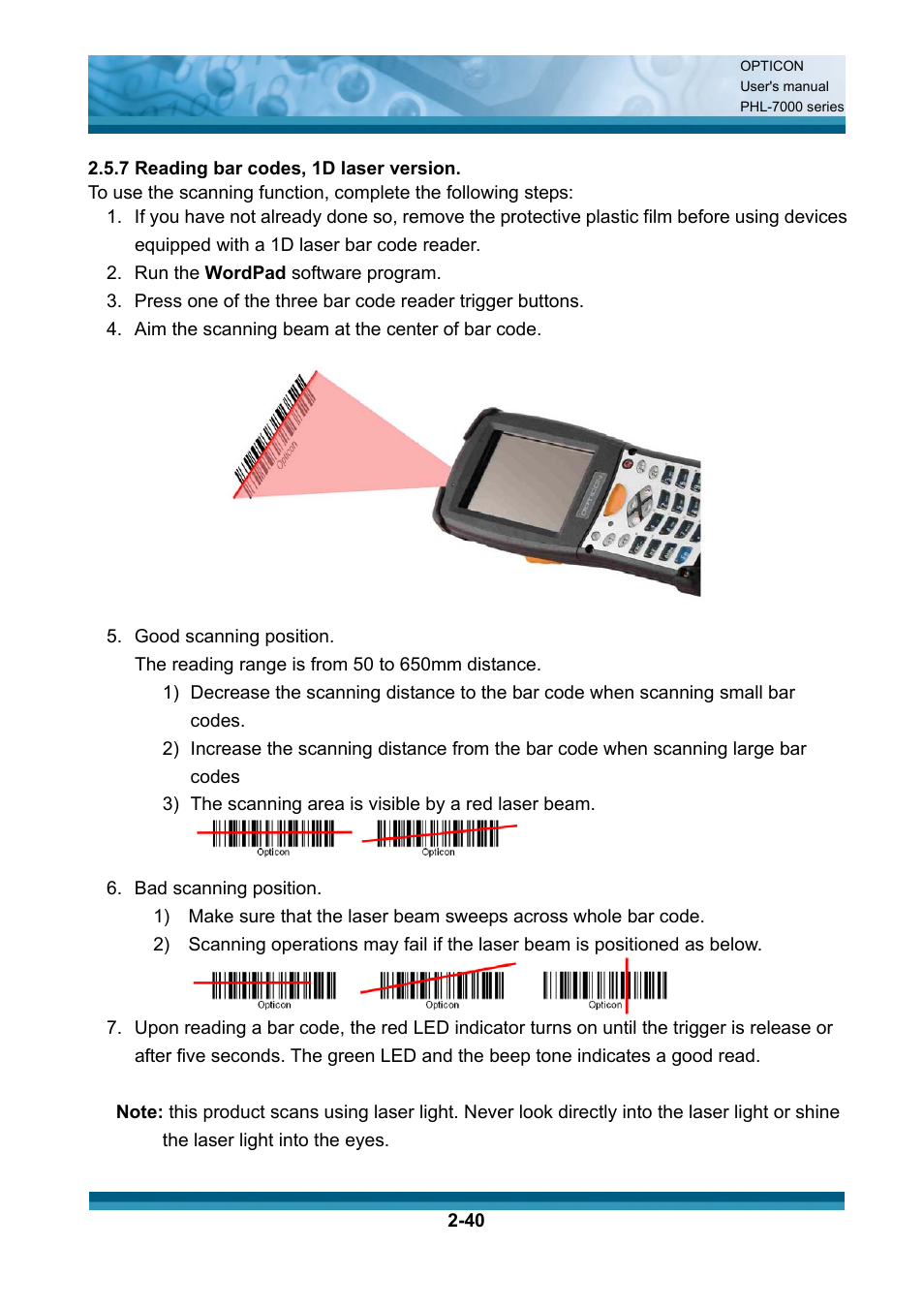 Opticon PHL 7200 User Manual User Manual | Page 59 / 168