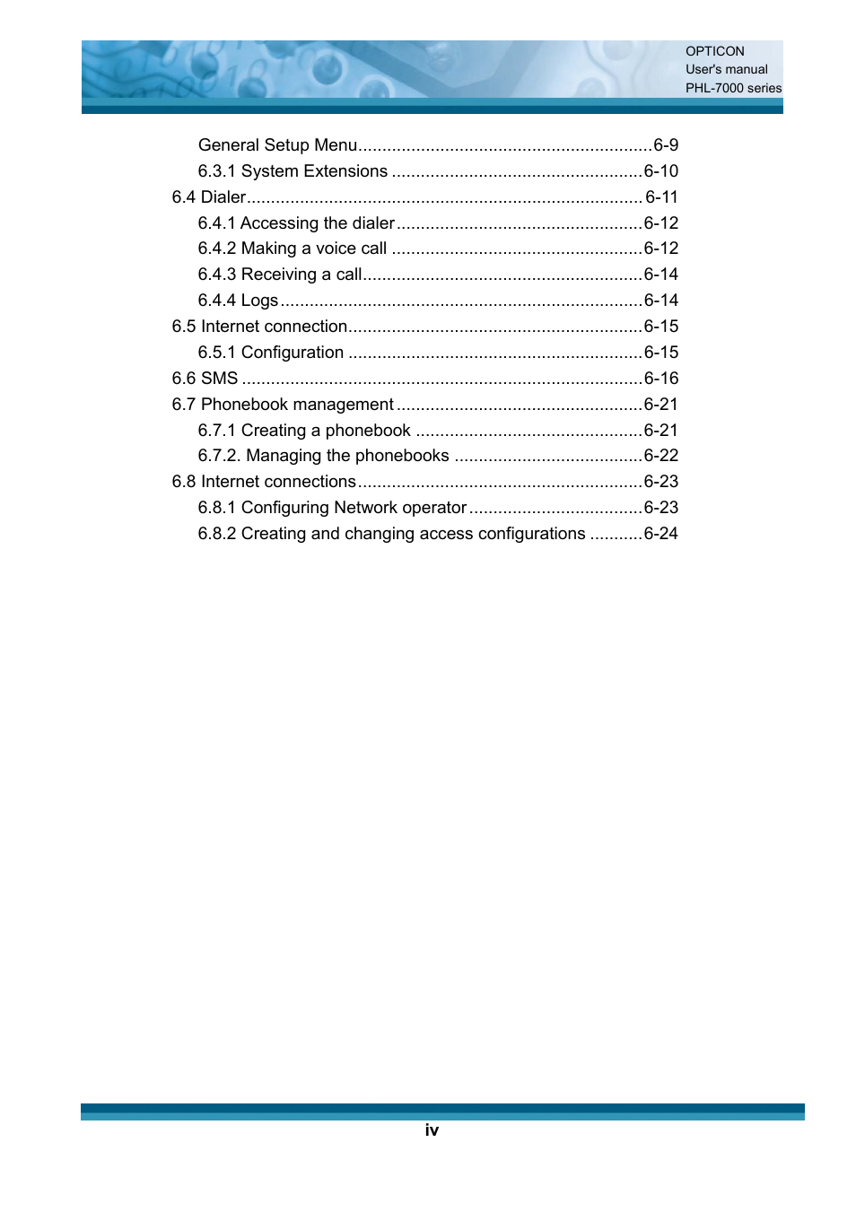 Opticon PHL 7200 User Manual User Manual | Page 6 / 168