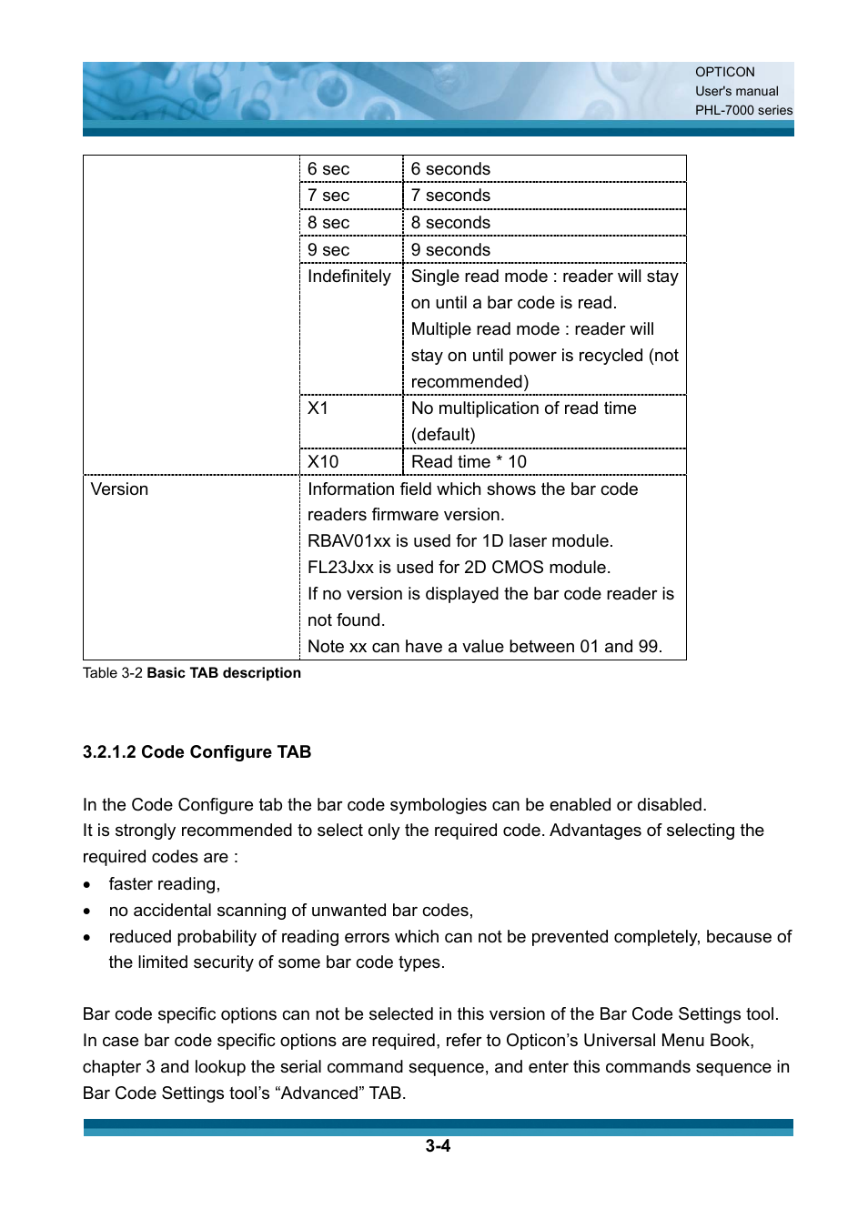 Opticon PHL 7200 User Manual User Manual | Page 67 / 168