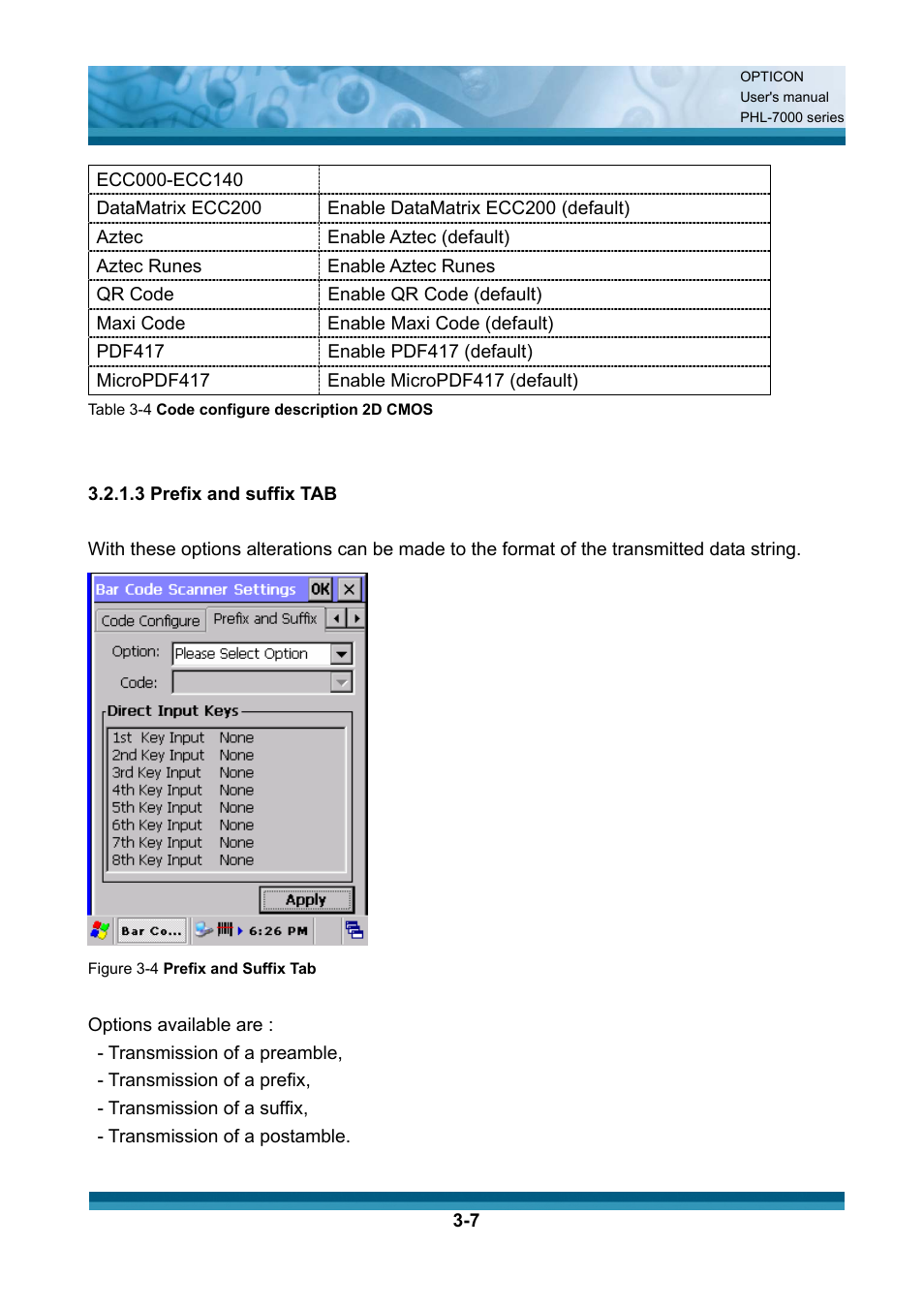 Opticon PHL 7200 User Manual User Manual | Page 70 / 168