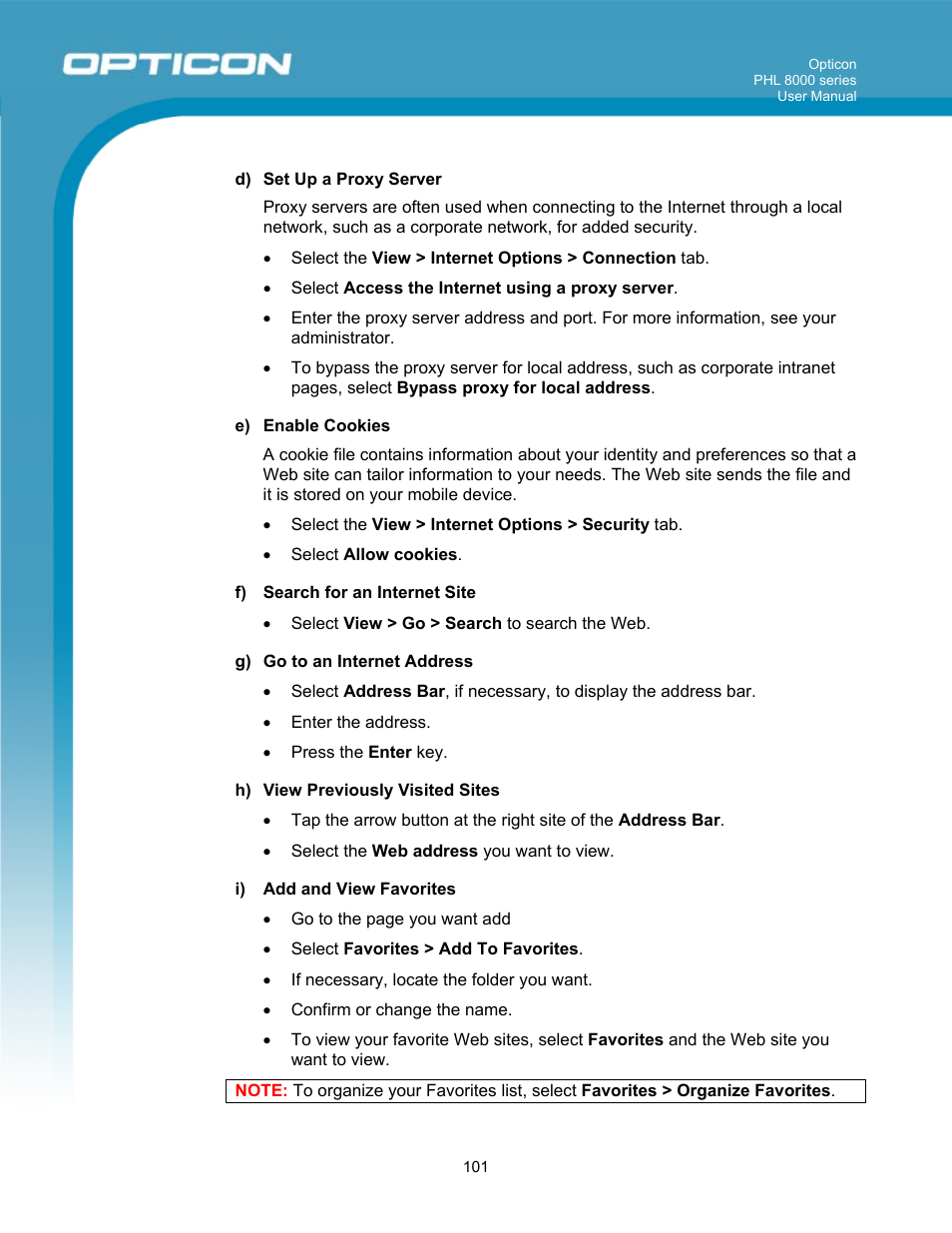 Opticon PHL 8000 User Manual | Page 101 / 113
