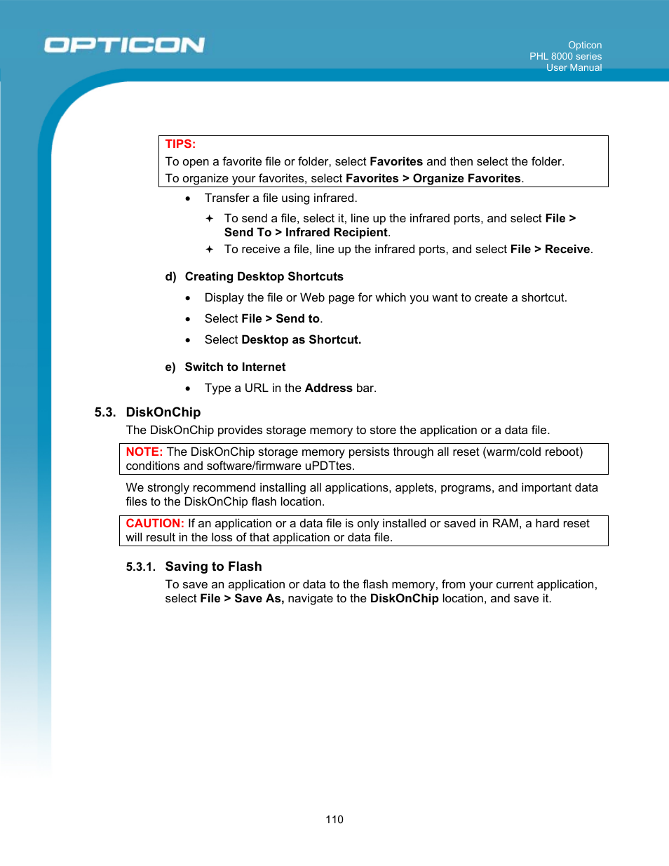 Opticon PHL 8000 User Manual | Page 110 / 113