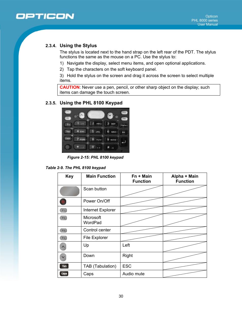 Opticon PHL 8000 User Manual | Page 30 / 113