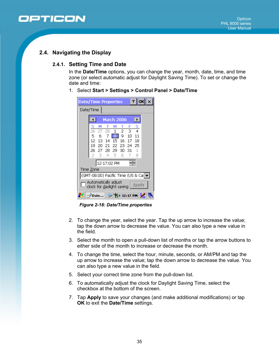 Opticon PHL 8000 User Manual | Page 35 / 113