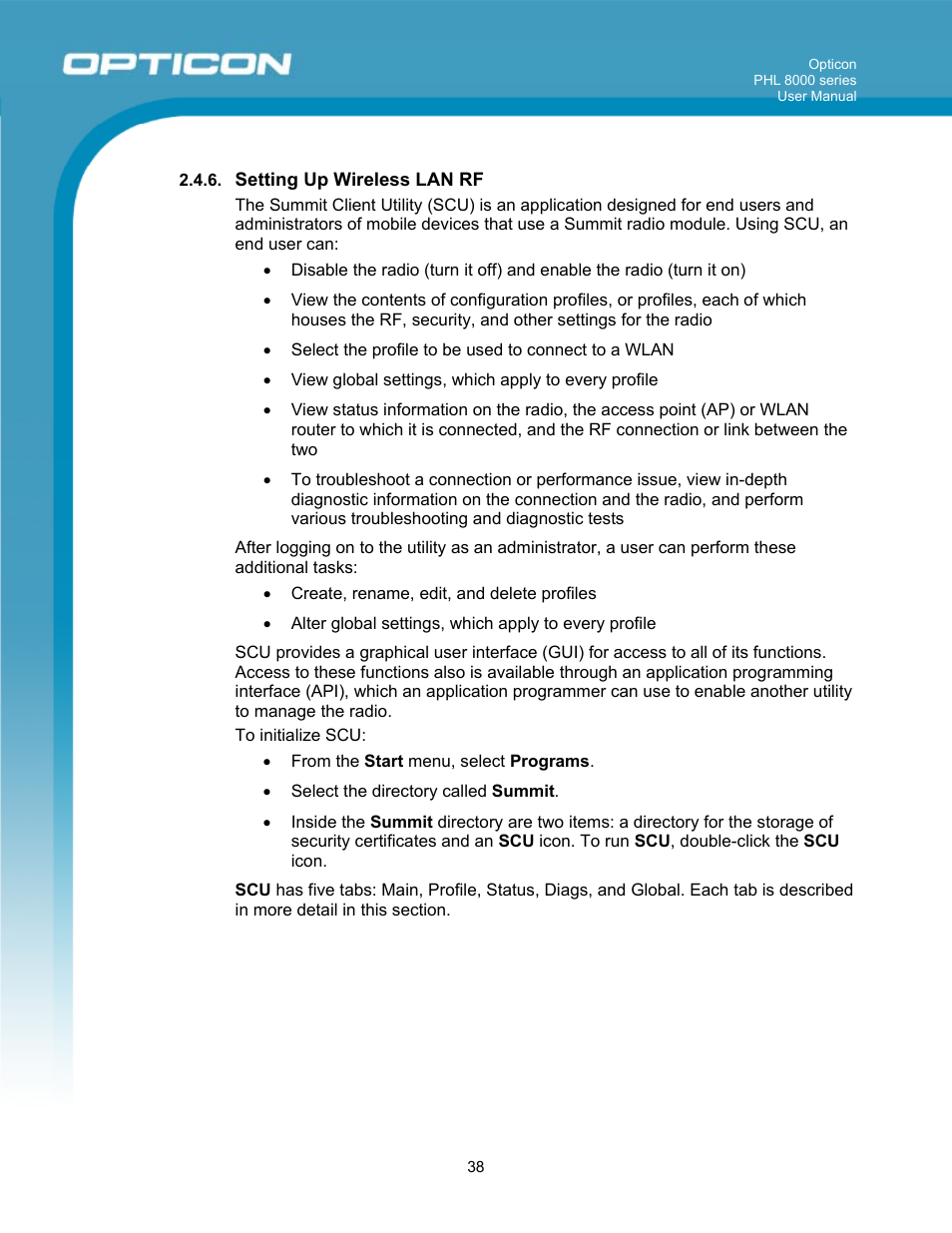 Opticon PHL 8000 User Manual | Page 38 / 113
