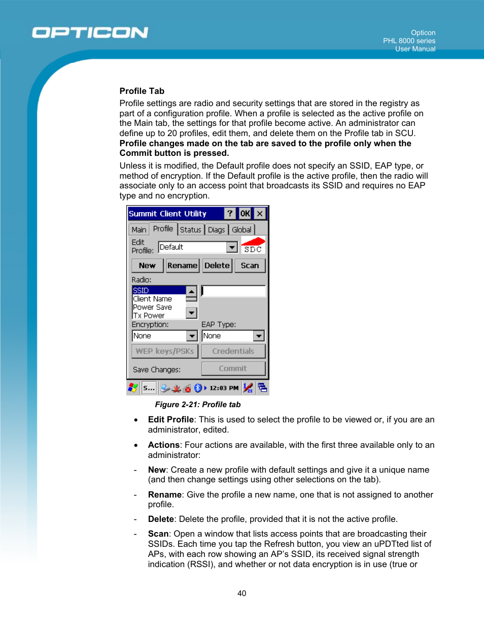 Opticon PHL 8000 User Manual | Page 40 / 113