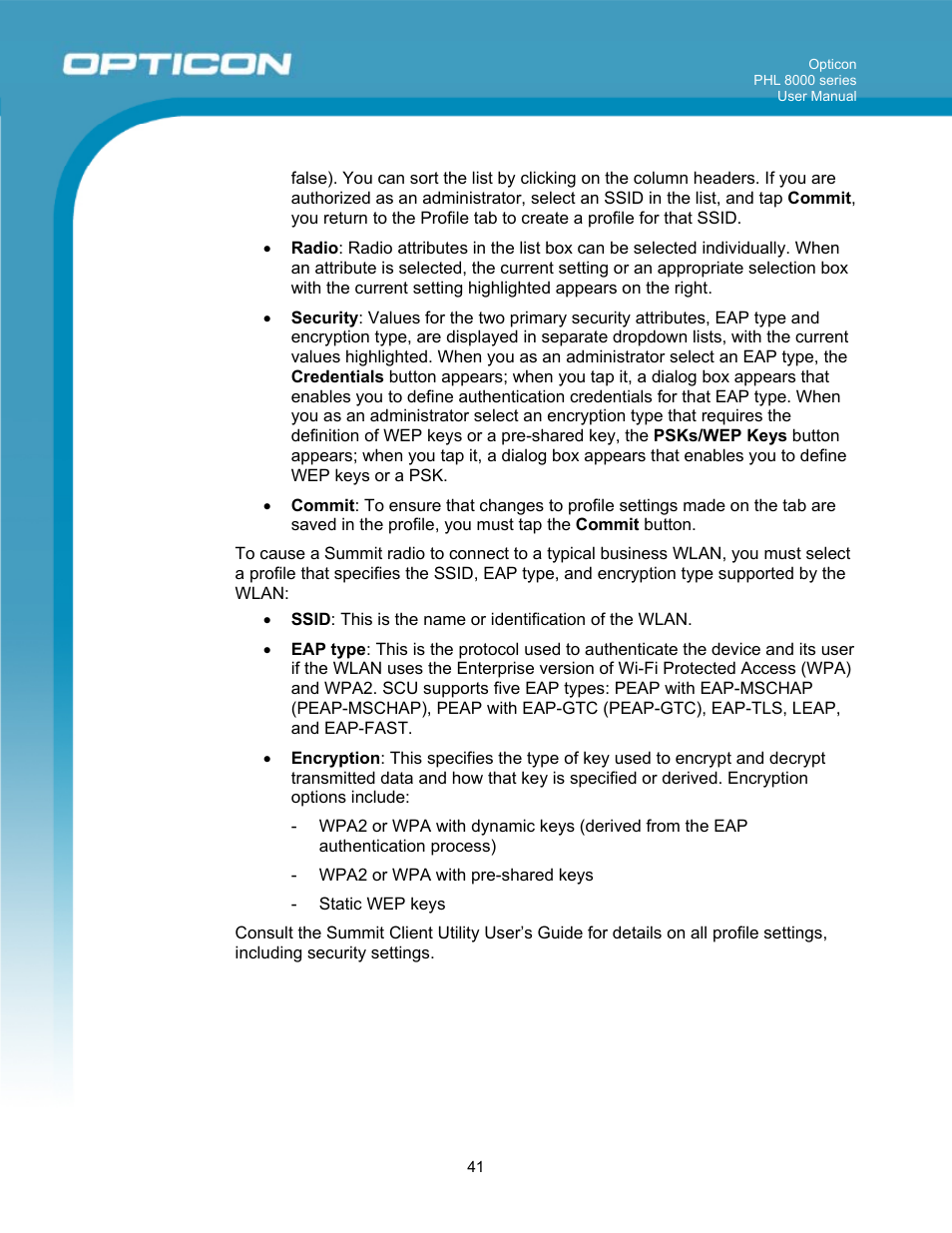 Opticon PHL 8000 User Manual | Page 41 / 113