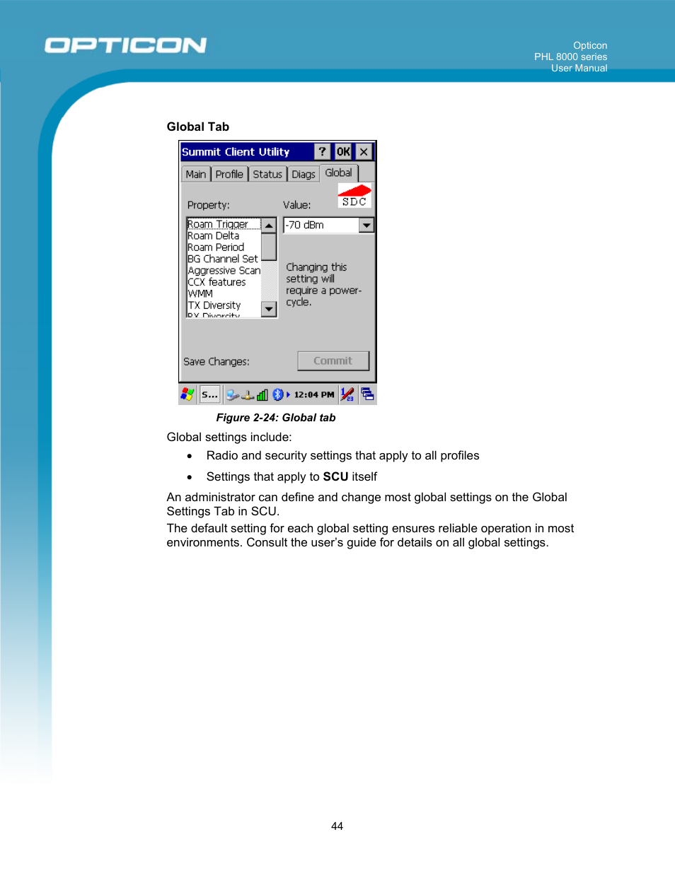Opticon PHL 8000 User Manual | Page 44 / 113