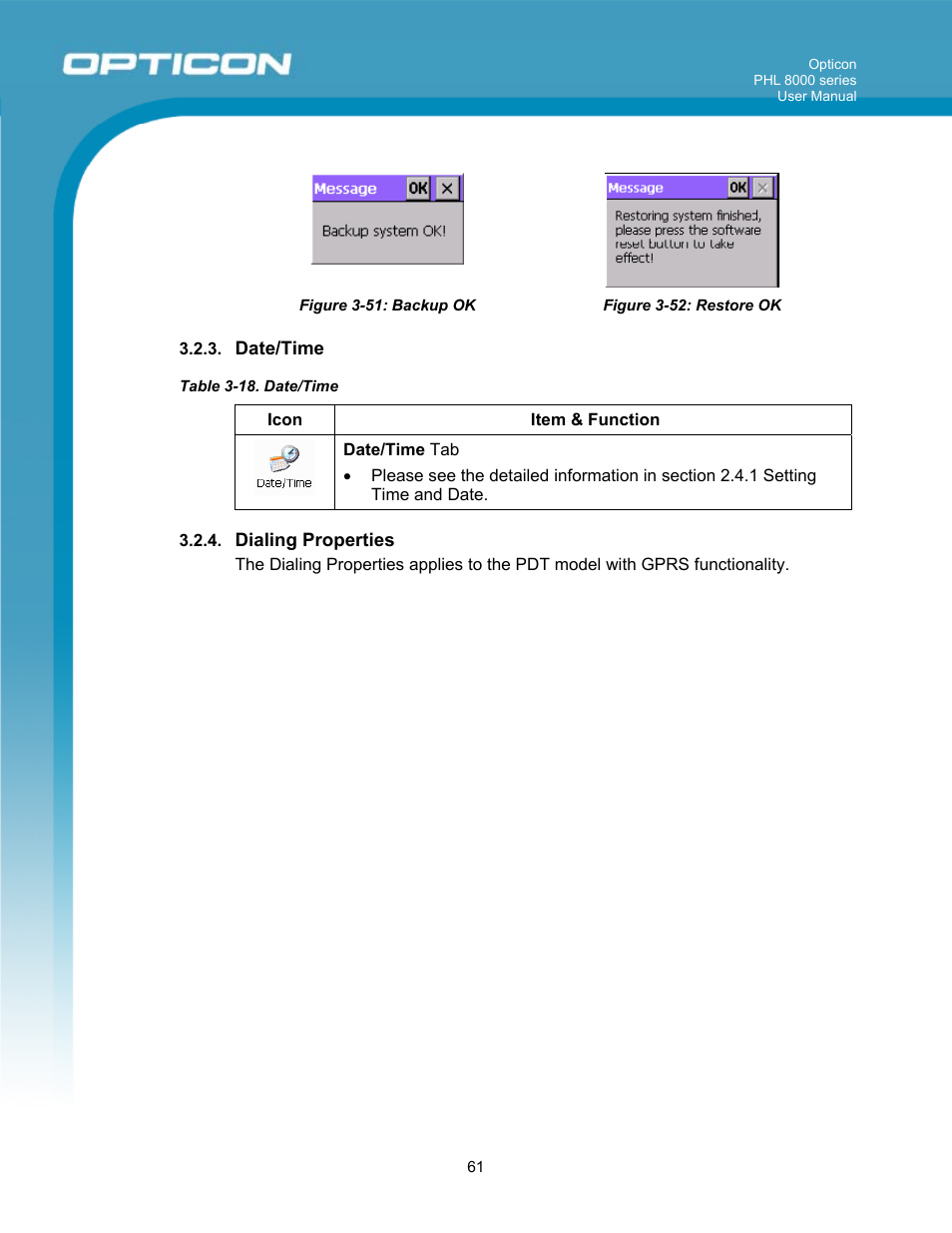 Opticon PHL 8000 User Manual | Page 61 / 113